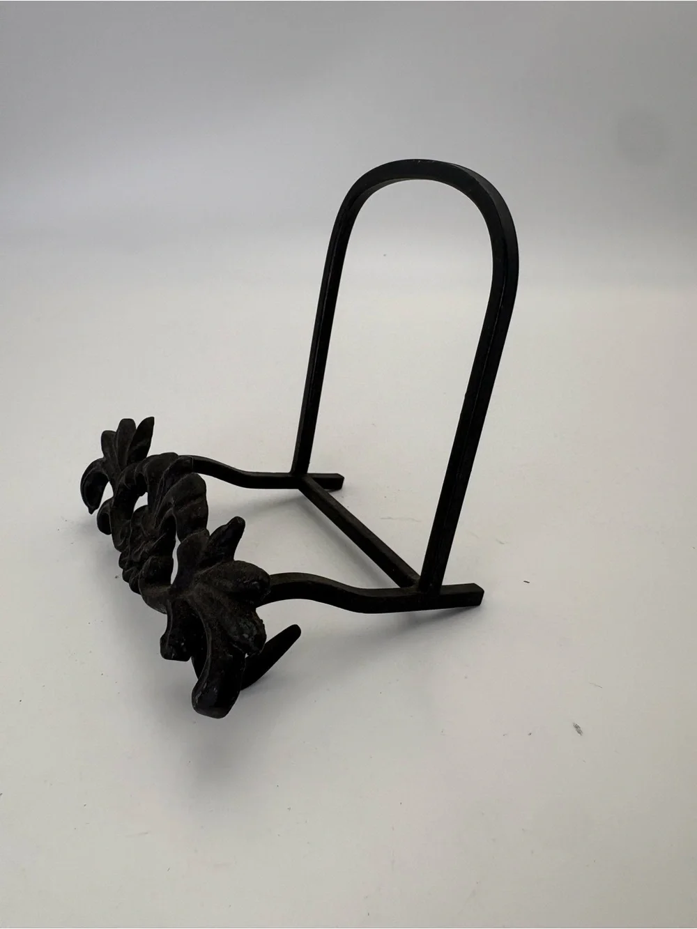 Decorative Black Cast Iron Easel  with Ornate Scroll Design